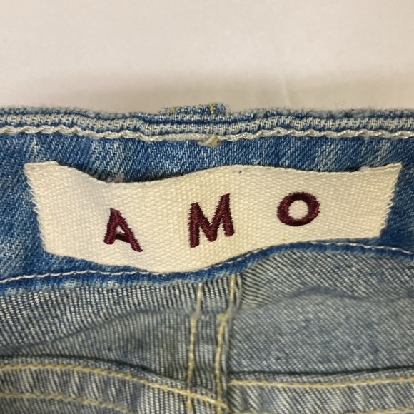 AMO Twist Two-Tone Raw Hem Cropped Skinny Jean in Rise & Shine Blue Size 27 - Picture 8 of 9